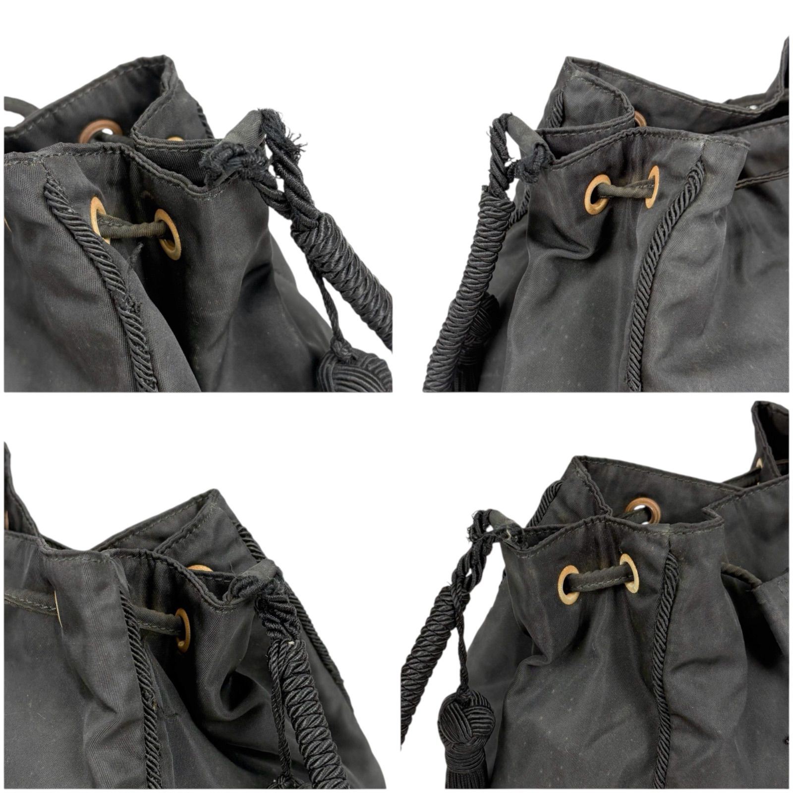 プラダ PRADA 巾着型 ミニショルダーバッグ ビーズロゴ タッセル