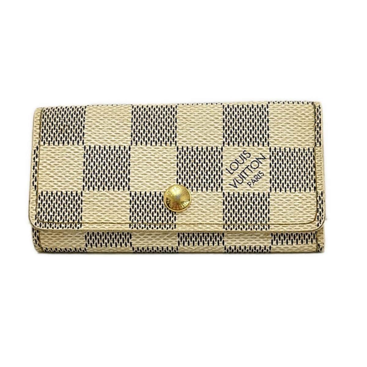 LOUIS VUITTON ルイヴィトン キーケース ダミエ ミュルティクレ4 N60020 アズール イニシャル刻印