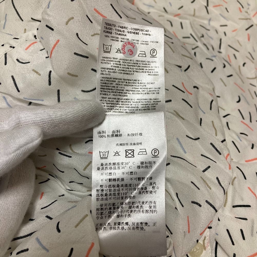 未使用 ARMANI EXCHANGE アルマーニエクスチェンジ スティックプリント ロングスリーブ シアーシャツ ブラウス XL ホワイト系 レディース 古着 中古 未使用 ARMANI EXCHANGE アルマーニエクスチェンジ スティック