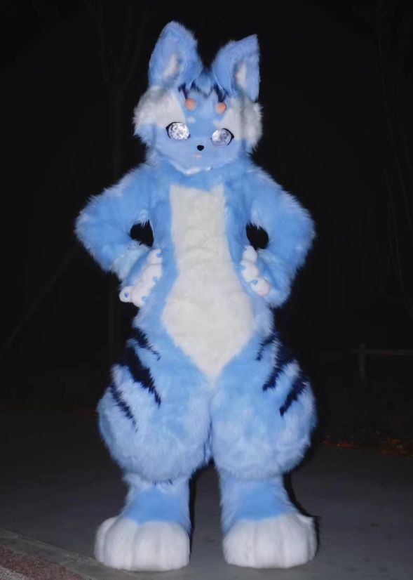 着ぐるみ ケモノ体 フルスーツ セット NO.22 青 ブルー 全身 尻尾 ケモノ ファースーツ ぬいぐるみ コスプレ コスチューム