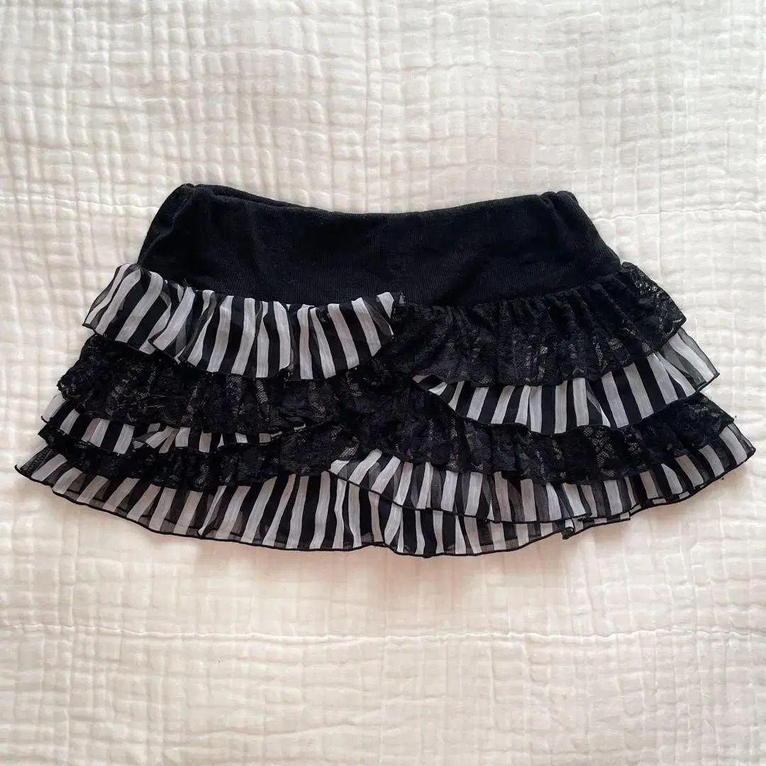 日本ヴィンテージ ストライプ フリル ボタン ミニスカート キュロット 姉ギャル