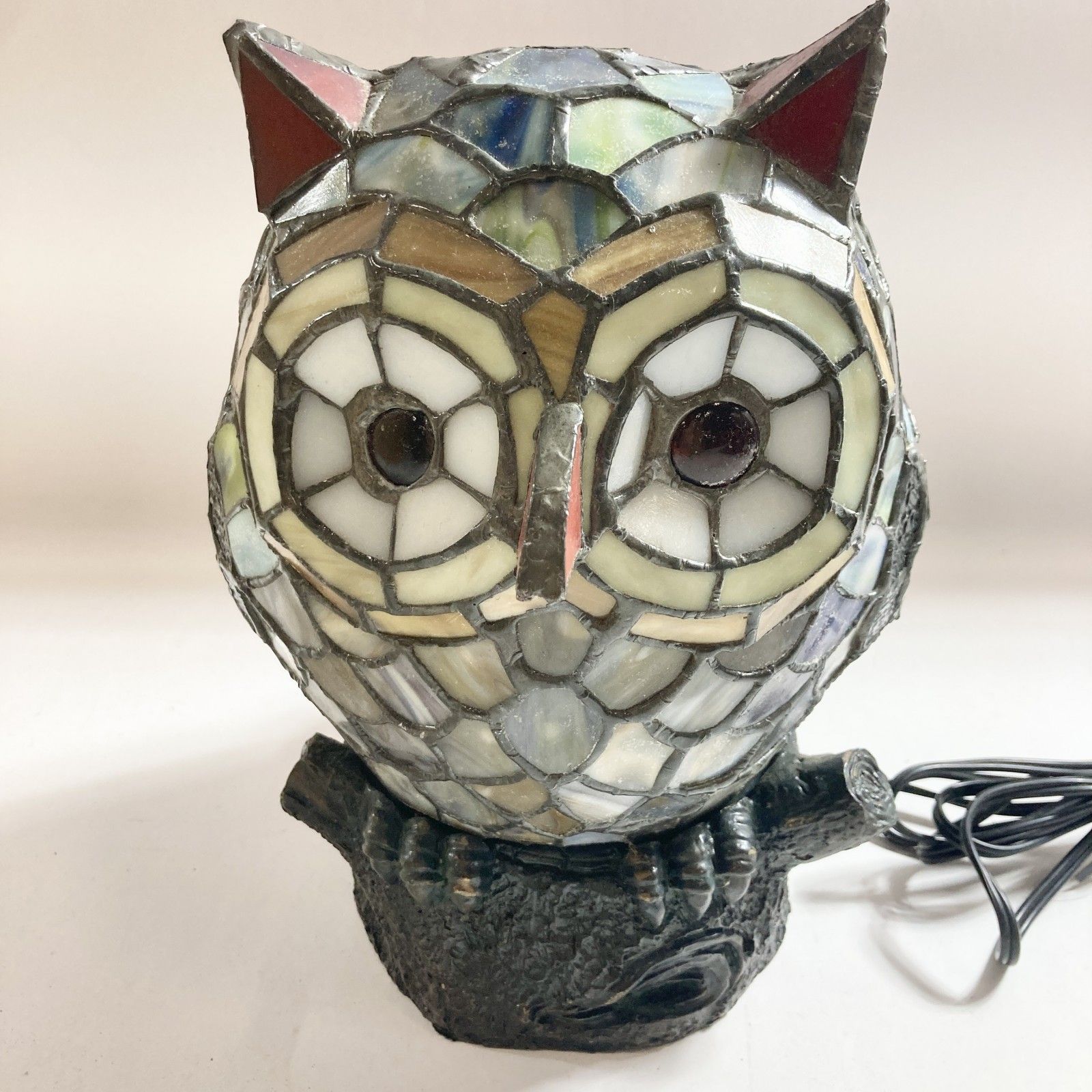 フクロウ ステンドグラス 照明 テーブルランプ インテリア 現状品 2kg