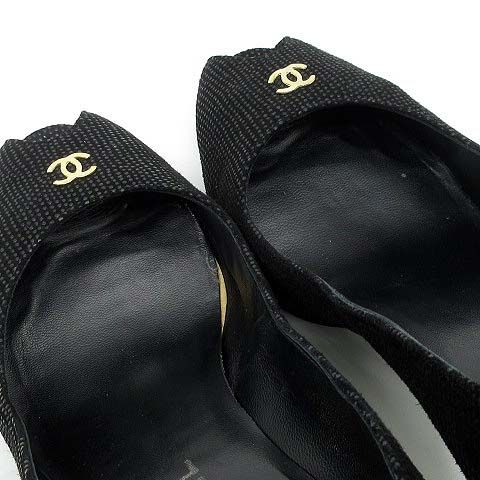 シャネル CHANEL ココマーク オープントゥ パンプス G25724 ブラック 