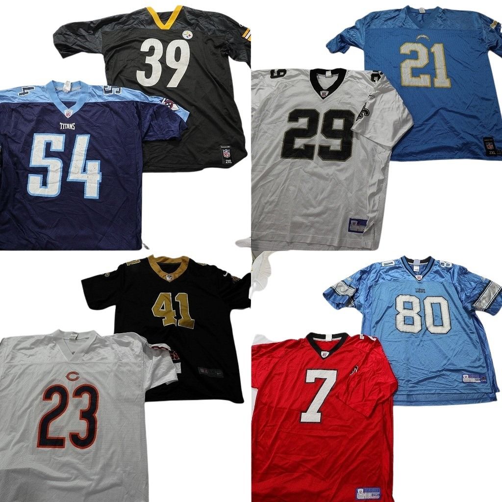 古着卸 NFL ゲームシャツ ユニフォーム 8枚セット メンズ 2XL ナイキ ベアーズ セインツ スティーラーズ タイタンズ 古着 NA6155