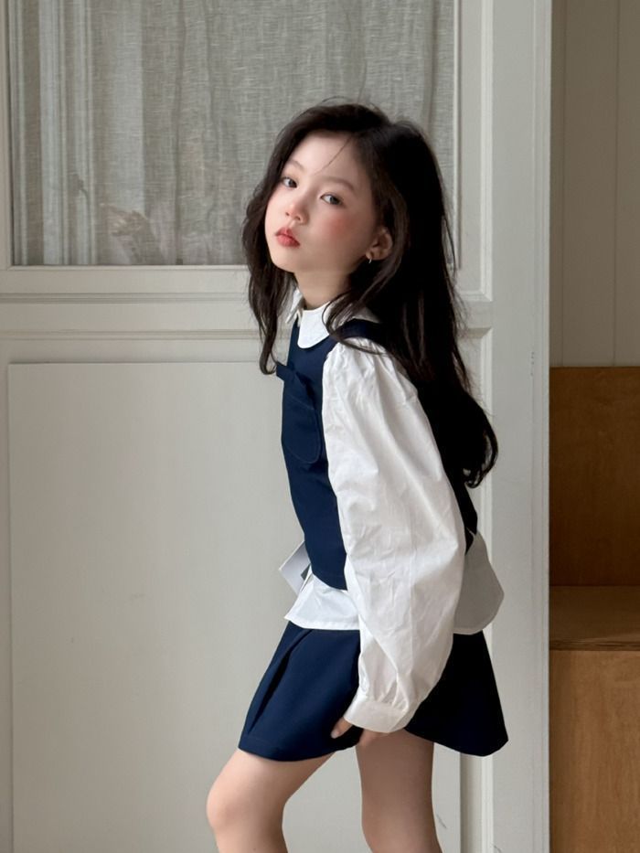 入学式 卒業式 スーツ 女の子 コーデ 3点セット キッズ ベスト セットアップ 春服 カジュアル服 春コーデ長袖 シャツ スカート 制服 子供服 中学生 小学生 子供 普段着 韓国風 通年xzzhang 193