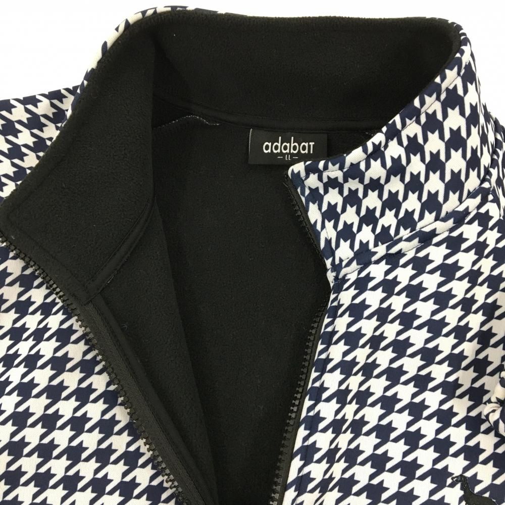 アダバット ジャケット 白×ネイビー 千鳥柄 裏微起毛 メンズ L ゴルフ
