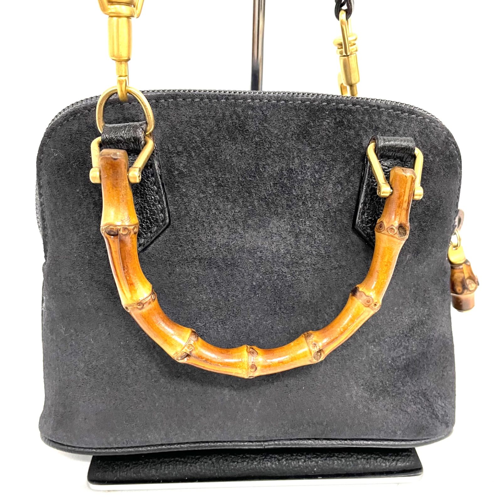 GUCCI グッチ バンブー スエード ショルダーバッグ ハンドバッグ 2Way