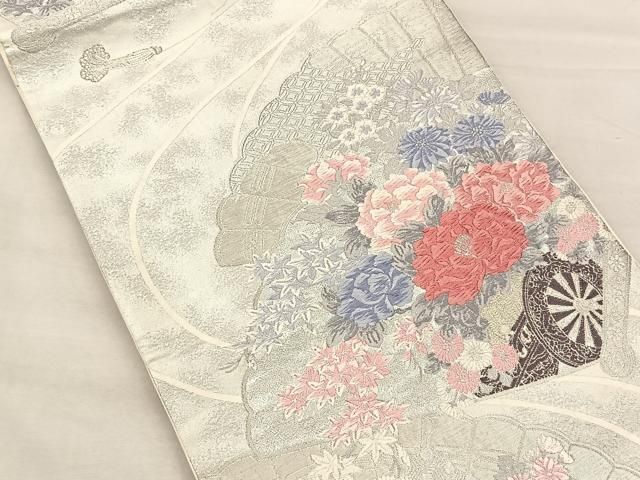 平和屋着物◎六通柄袋帯　唐織　花車文　金糸　正絹　逸品　DABE3834qp 平和屋着物◎六通柄袋帯 唐織 花車文 金糸 正絹 逸品 DABE3834qpの通販