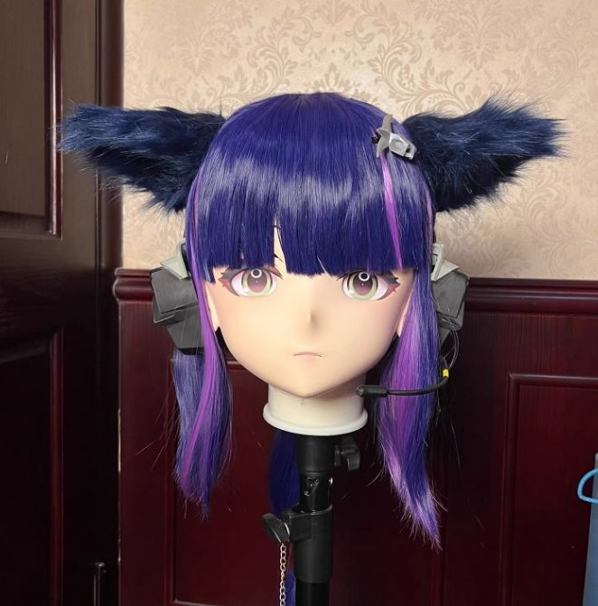 全頭マスク カツラ付き ロック付き NO.581 フルマスク ドール ヘッドロリータ人形 コスプレ 仮装 着ぐるみ kigurumi