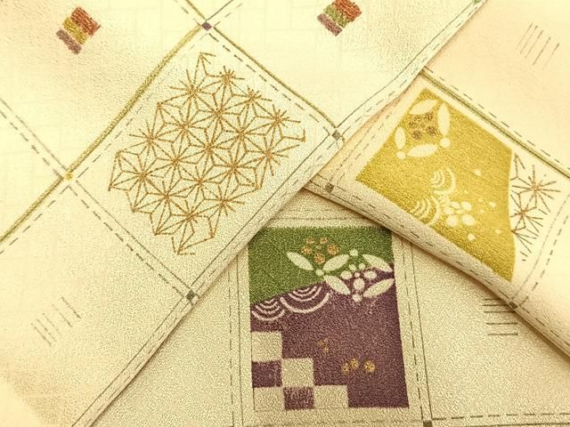 平和屋着物▽上質な小紋 単衣 色紙文 金彩 正絹 逸品 AAAW7684fy