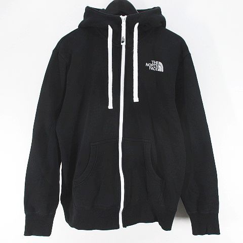 ザノースフェイス THE NORTH FACE NT11930 リアビュー フルジップ フーディー 長袖 パーカー ジャケット M 黒系 ブラック ロゴ 刺繍 裏起毛 リブ