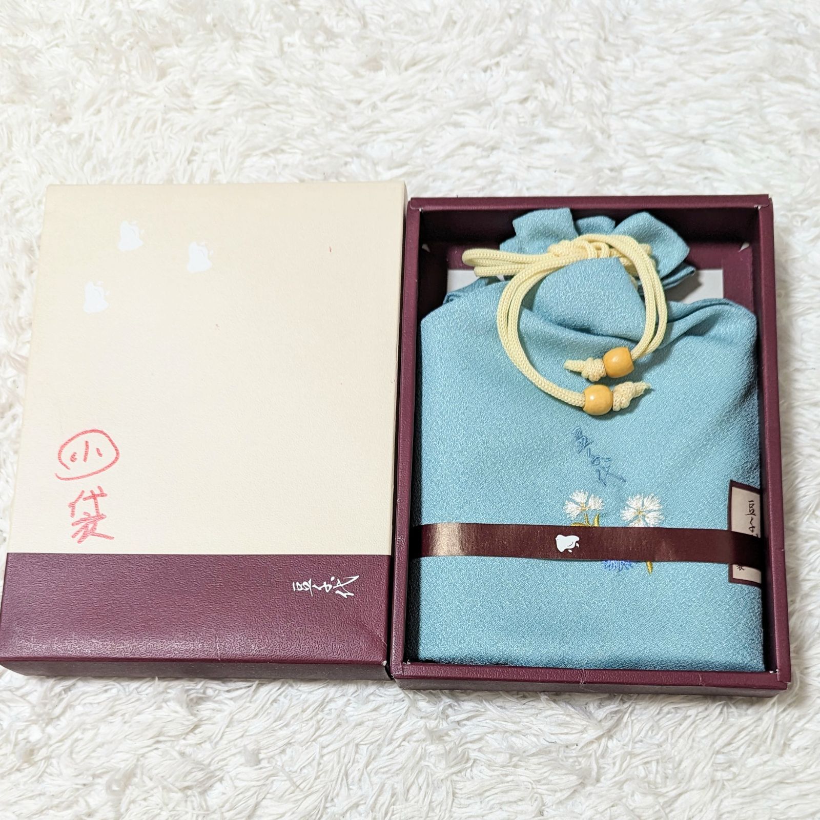 未使用品 巾着袋 豆千代 小袋 和物 和装小物 花柄 刺繍
