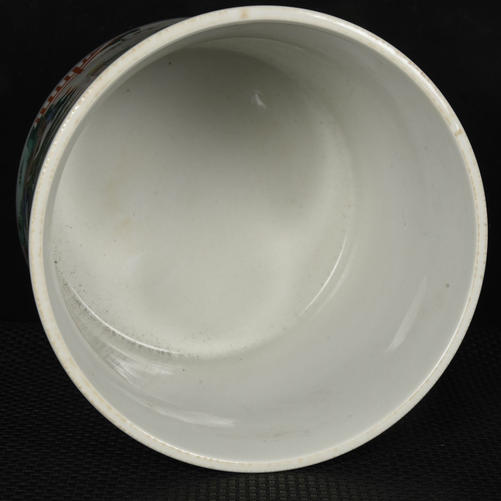 旧家蔵出『清 五彩人物物語図題詩筆筒 康熙年製款 共箱』