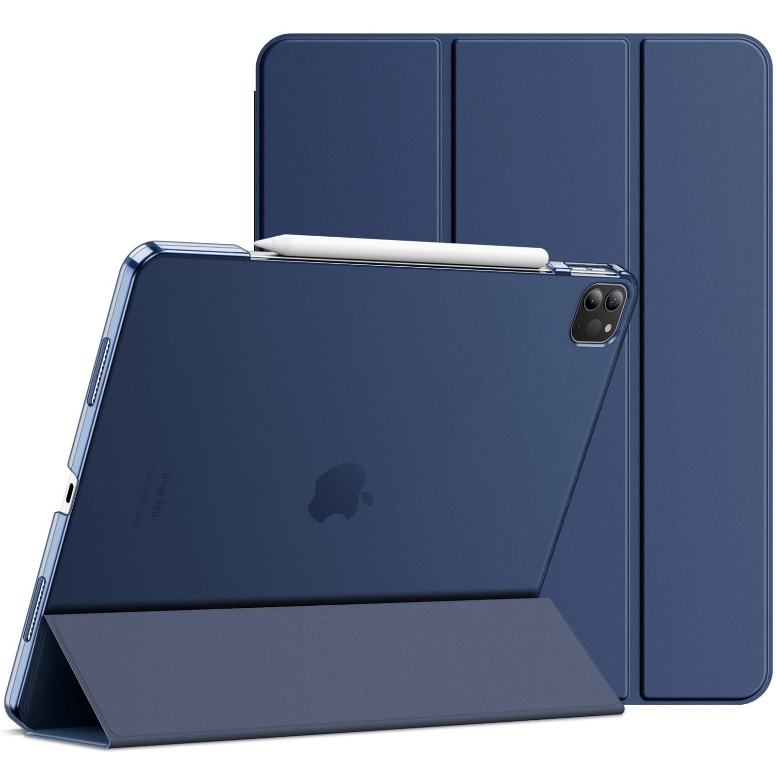 Pro 12.9保護ケース 第6/5世代、2022/2021モデル専用iPad Pencilワイヤレス充電対応 オートスリープ/ウェイクアップ機能付き iPadPro12.9インチ スマートカバー JEDirect (紺)