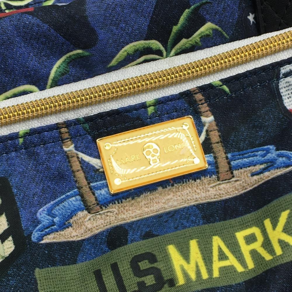 安価 超 マークアンドロナ カートバッグ ネイビー×マルチ 総柄 スカル 内外ポケットゴルフ MARK＆LONA 最大35％offセール。