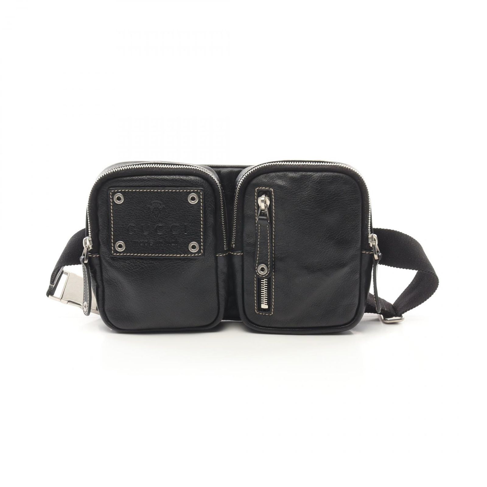グッチ GUCCI ウエストバッグ ボディバッグ 201846 ブラック レザー ウエストバッグ メンズ Used A