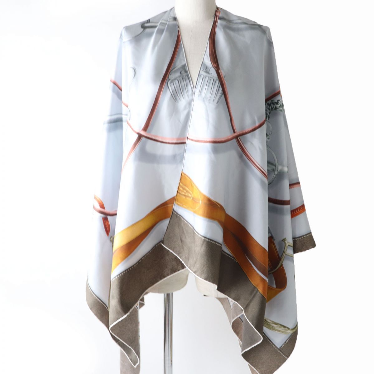 極美品☆HERMES エルメス Projets Carres カレ プロジェクト ポンチョ 