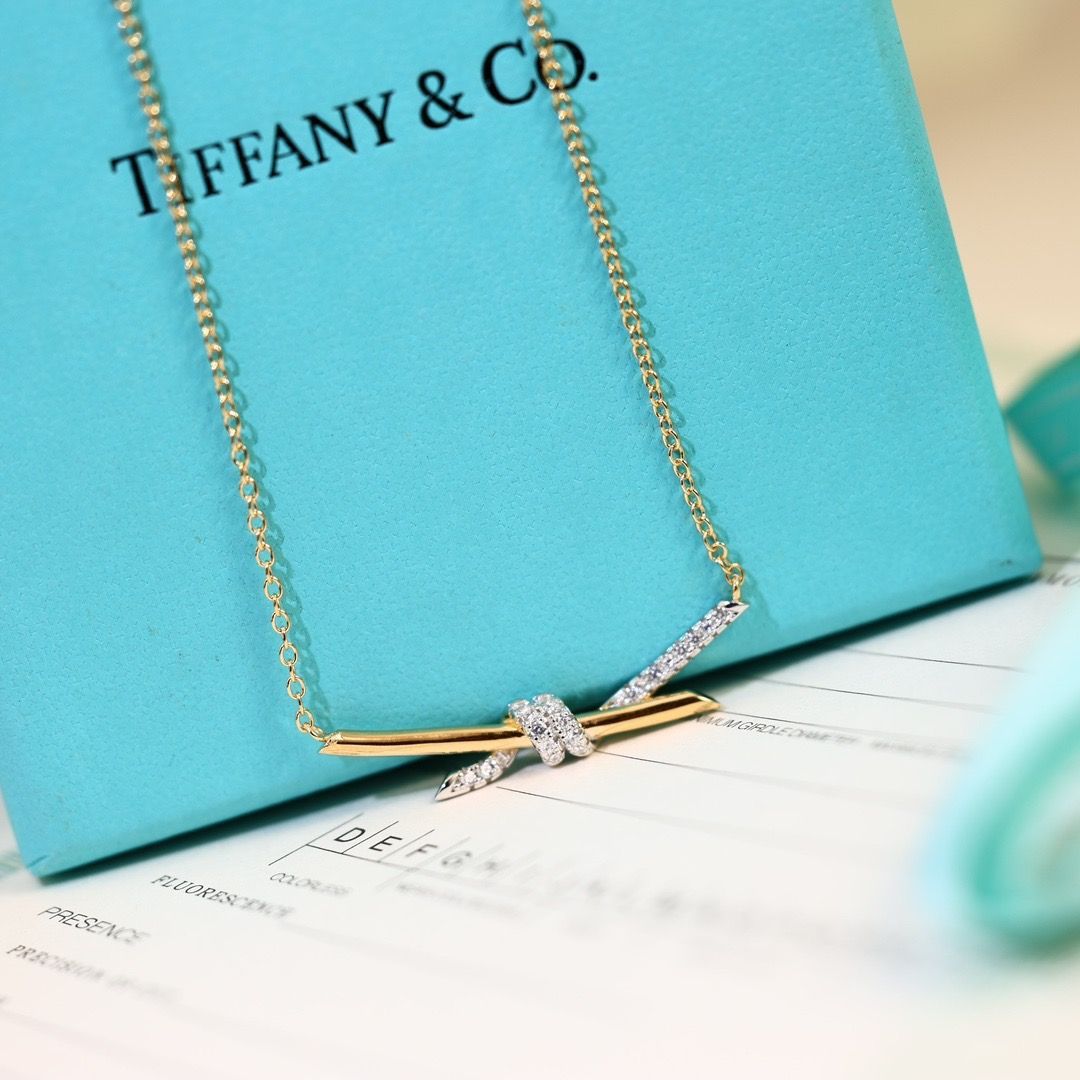 TIFFANY＆Co.】ティファニーK18PG ノット ペンダント ネックレス 