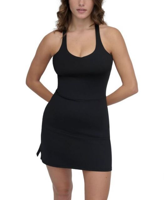 送料無料 ダナ キャラン ニューヨーク レディース ワンピース トップス Women s Racerback Tennis Dress Black