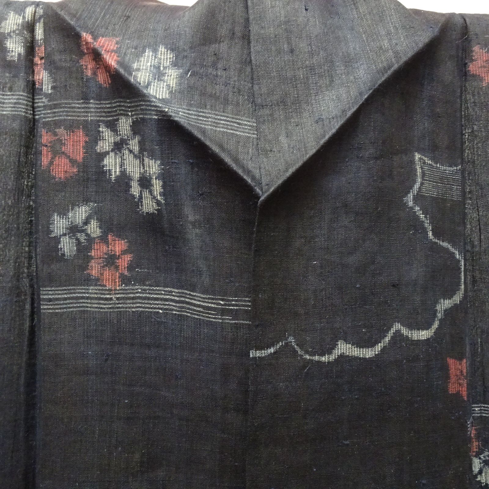  アンティーク 宮古上布 着物 赤入り 231895 y その他 着物