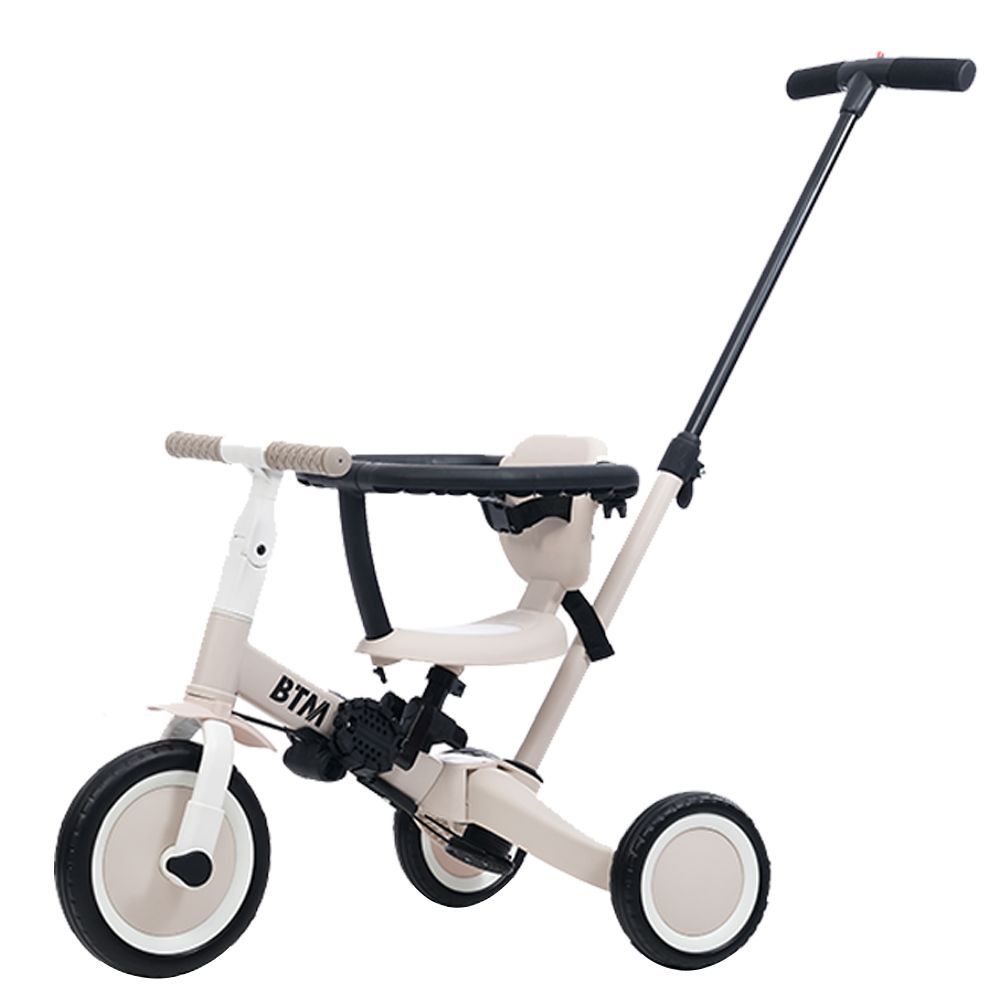 子供用 4in1 三輪車 グレージュ ｜自転車 × キックボードオリジナルデザイン｜押し棒付き｜安全バー装着｜MS295471IAA