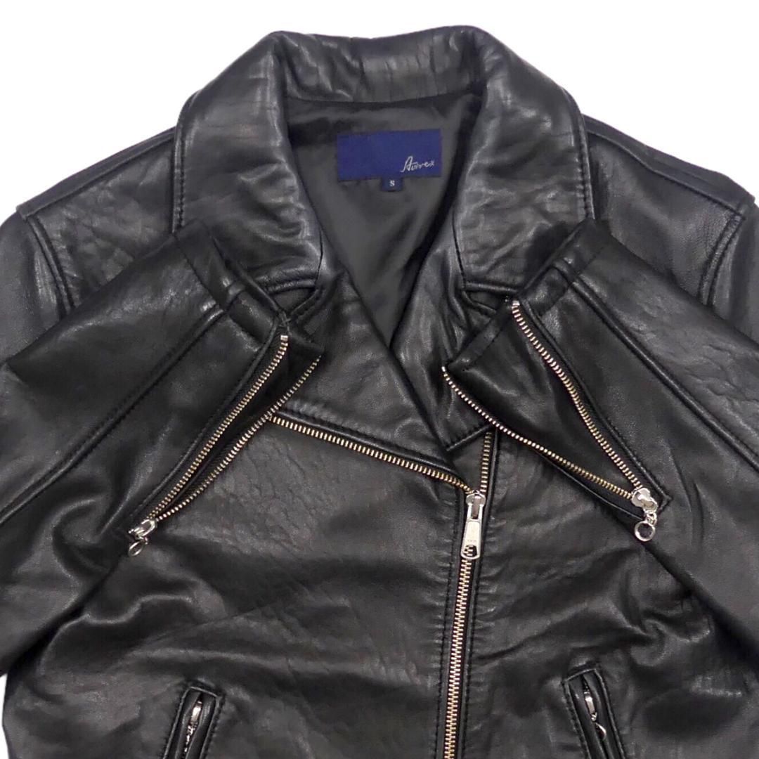 ライダースジャケット 本革 ダブル レザー S 黒 バイク ブラックHN1681