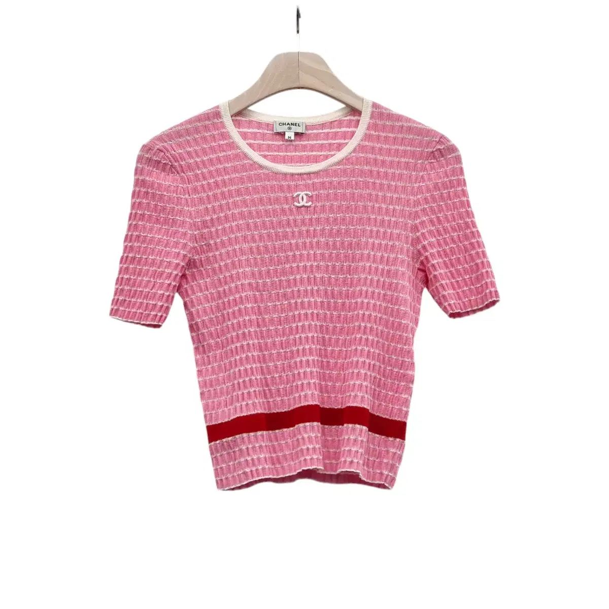 CHANEL ストライプ 半袖ニット 34 CHANEL ストライプ 半袖ニット 34