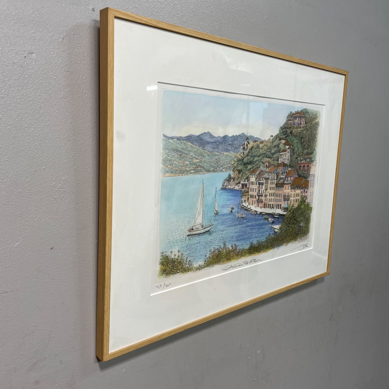 【真作】版画　織田義郎　リトグラフ　ポルトフィーノ　人気画家　名品　T164 真作】版画 織田義郎 リトグラフ ポルトフィーノ 人気画家 名品 T164