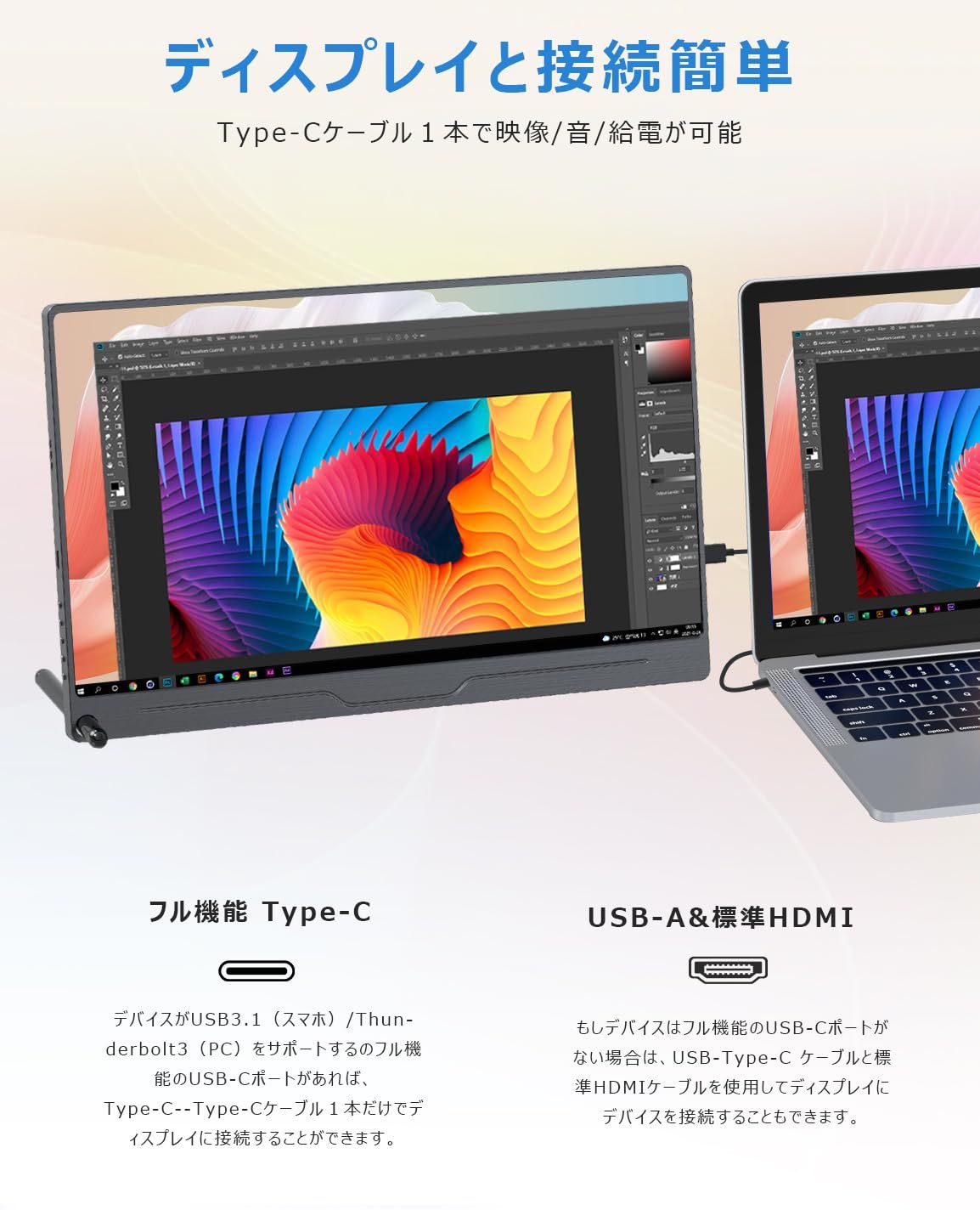 大人気 IPS液晶パネル ポータブルディスプレイ 薄型 軽量 ゲーミング用 