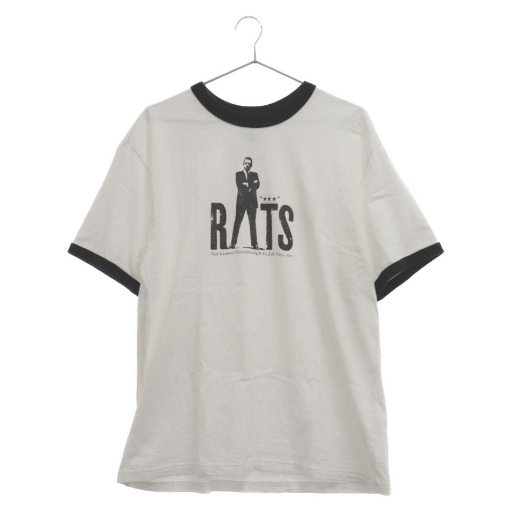 RATS (ラッツ) 23SS RATS CASH TRIM TEE ジョニーキャッシュ フロントプリント コットン天竺半袖Tシャツ ホワイト 23RTC-0403
