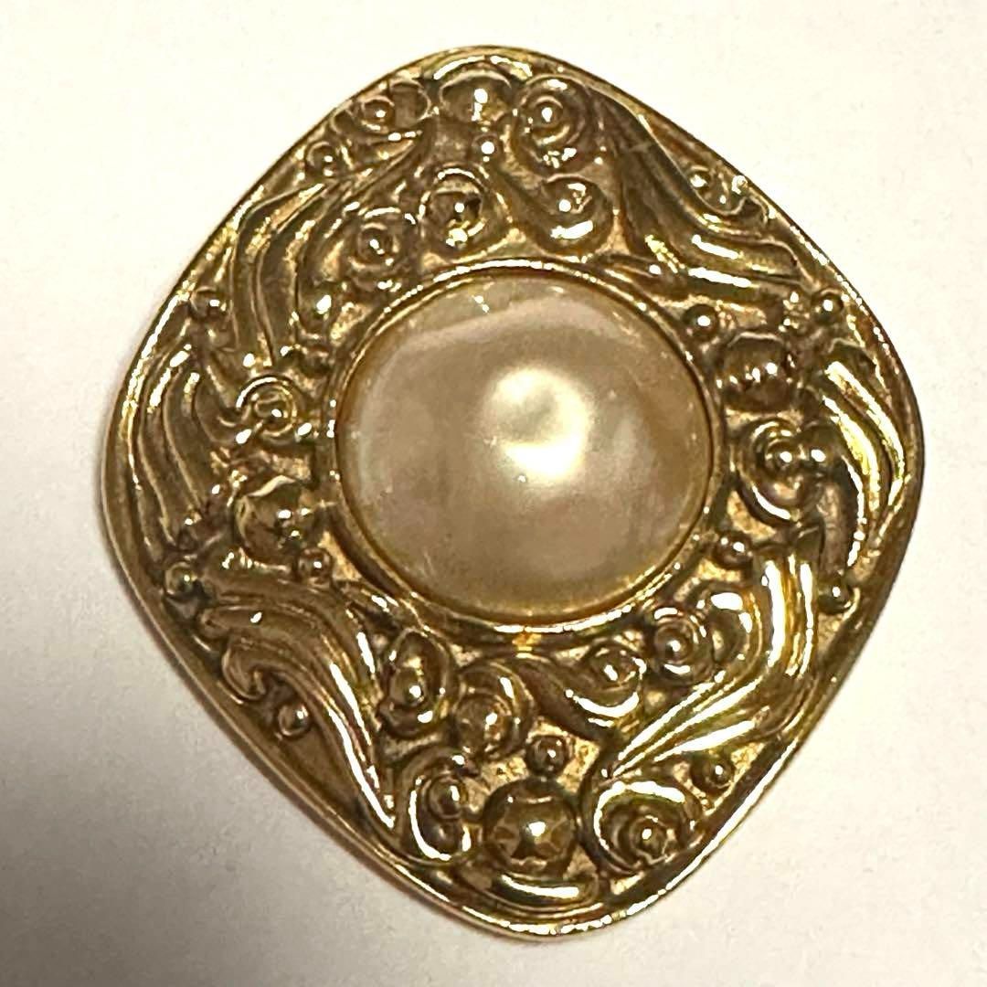 シャネル CHANEL ブローチ 菱形モチーフ パール ゴールド GP メッキ