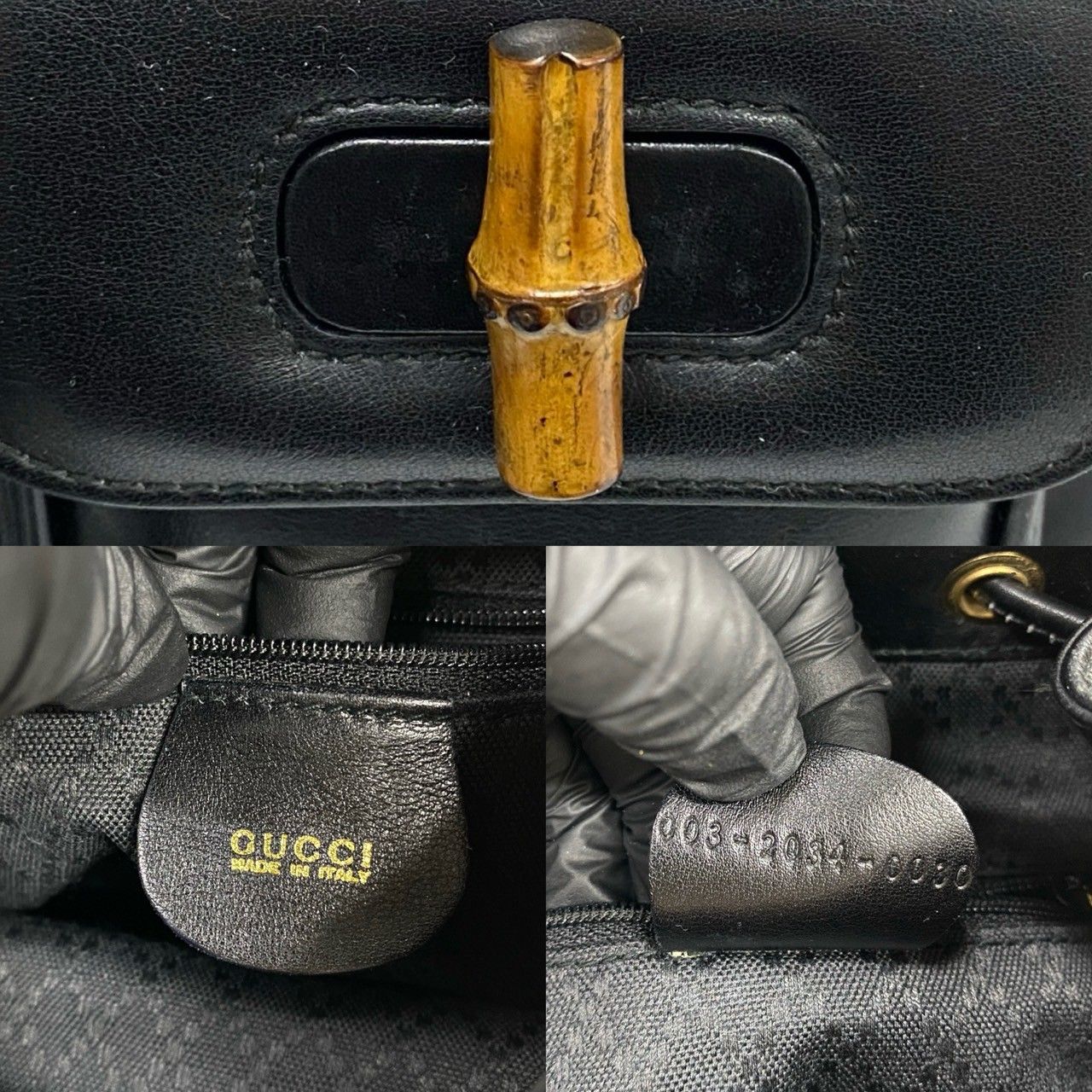 オールドグッチ GUCCI バンブー リュック バッグパック レザー 黒 新しいファッション - オールドグッチ GUCCI バンブー リュック バッグ