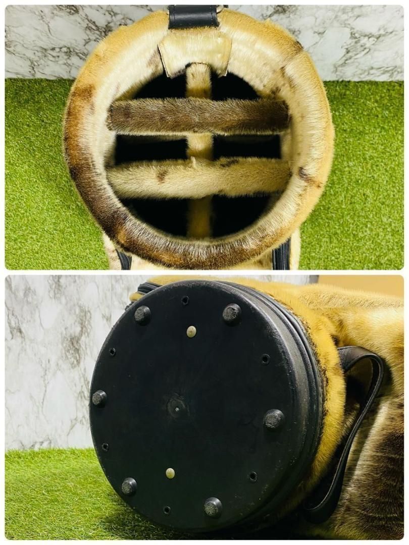 希少品】アザラシ本革製 海豹毛皮 カート式 キャディバッグ 付属