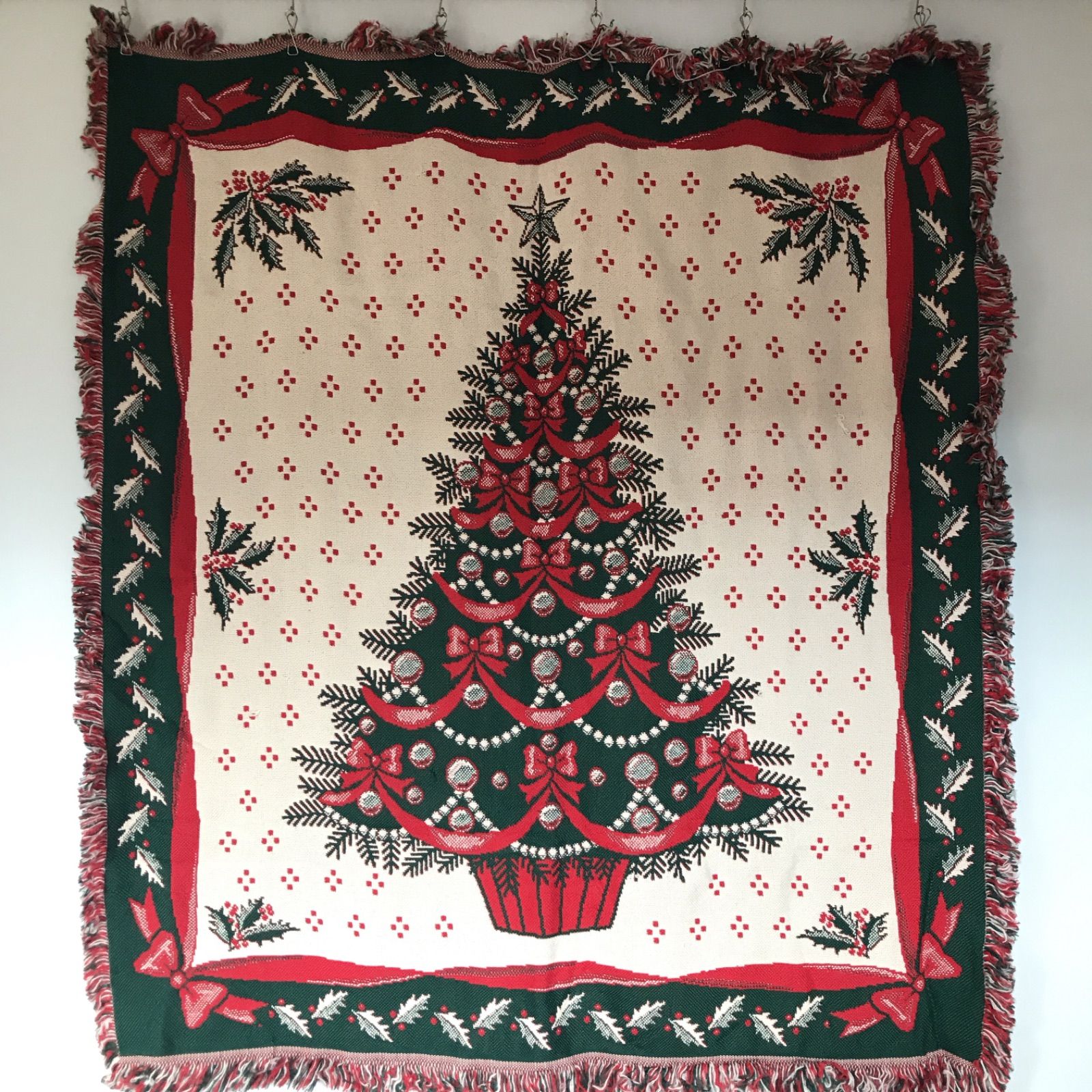 USA製 クリスマス ビンテージラグマット マルチカバー タペストリー ヴィンテージラグマット クリスマスツリー マルチカバー タペストリー