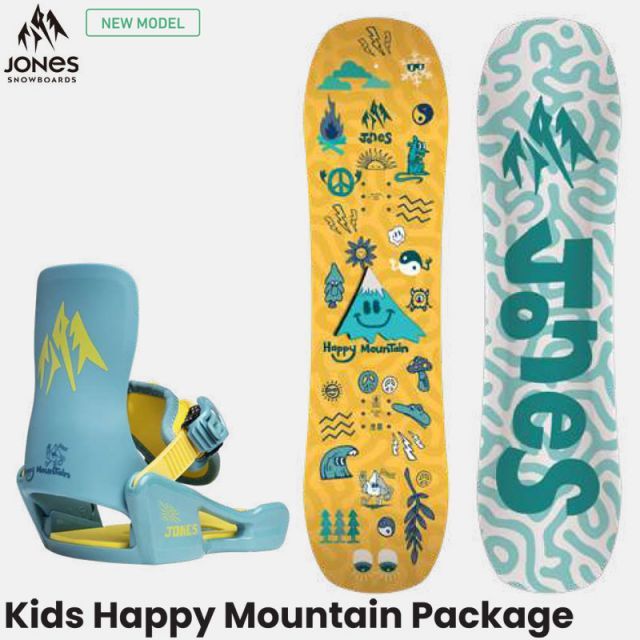 予約 25-26 JONES K's Happy Mountain+Bin Set ジョーンズ スノーボード 2点セット ハッピーマウンテン ジュニア キッズ ビンディング付 日本正規品