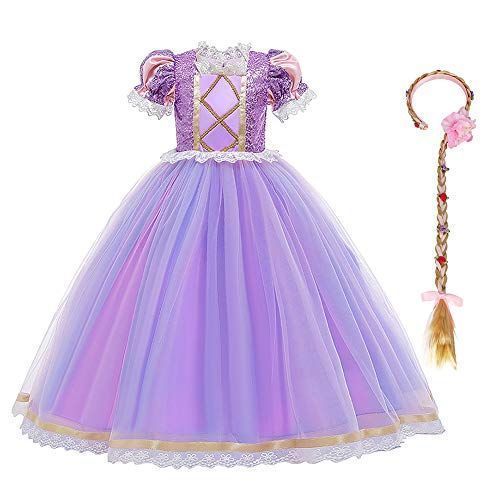 ライト パープル 1_140 [IBTOM CASTLE] 子供コスプレ ソフィア ハロウィン ドレス ヘッドバンド 2点セット 長袖 キッズ 子供服 仮装 プリンセス ワンピース クリスマス 発表会 チュール ラプンツェ