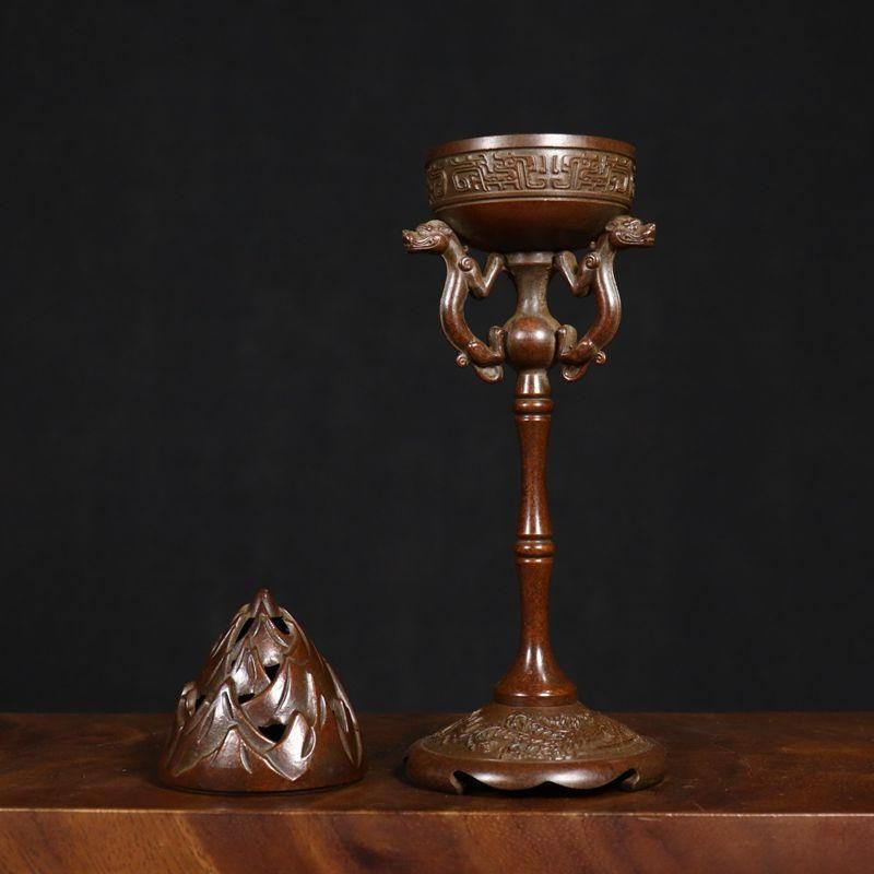 銅製 香炉 龍鳳博山香り炉 檀香炉 茶道具 香道具 装飾品 工芸品