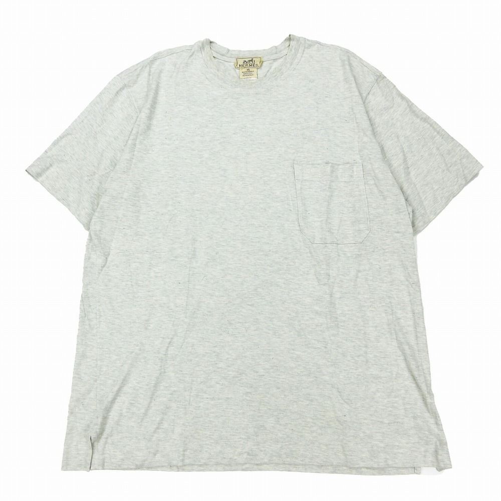HERMES エルメス 霜降り柄 Hロゴ刺しゅうポケット Tシャツ トップス 