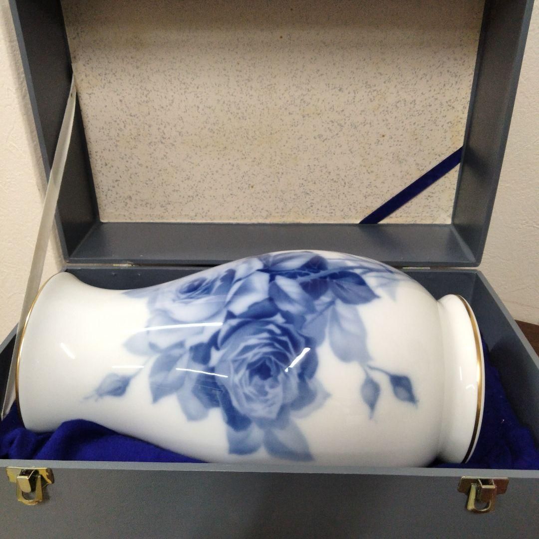 大倉陶園 ブルーローズ 花瓶 N-3385] 大倉陶園 OKURA CHINA 花瓶 花器