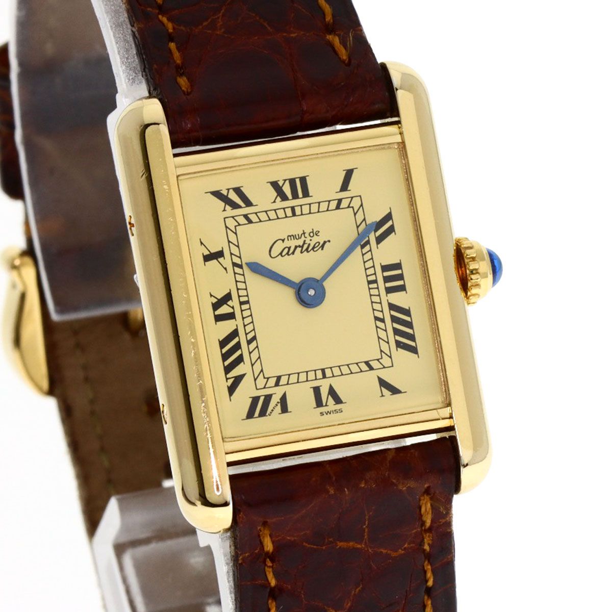 CARTIER カルティエ W1003154 マストタンク SM 腕時計 SV 革  