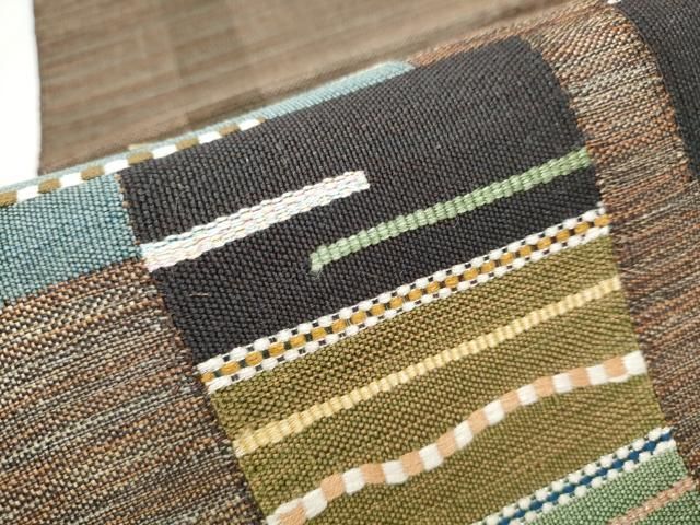 平和屋着物○八寸名古屋帯 紬地 すくい織 色紙重ね文 正絹