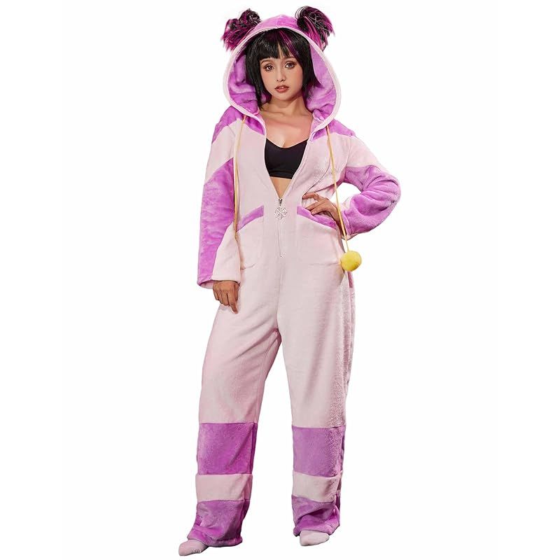 在庫 Miccostumes レディース 大人 少女 アニメ ゲーム コスチューム コスプレ コス ホームウェア パジャマ 寝巻き ボディスーツ レオタード フーディー 格闘風 かわいい 萌え ふかふか 暖かい キュート 衣装セット 仮装 変身 変