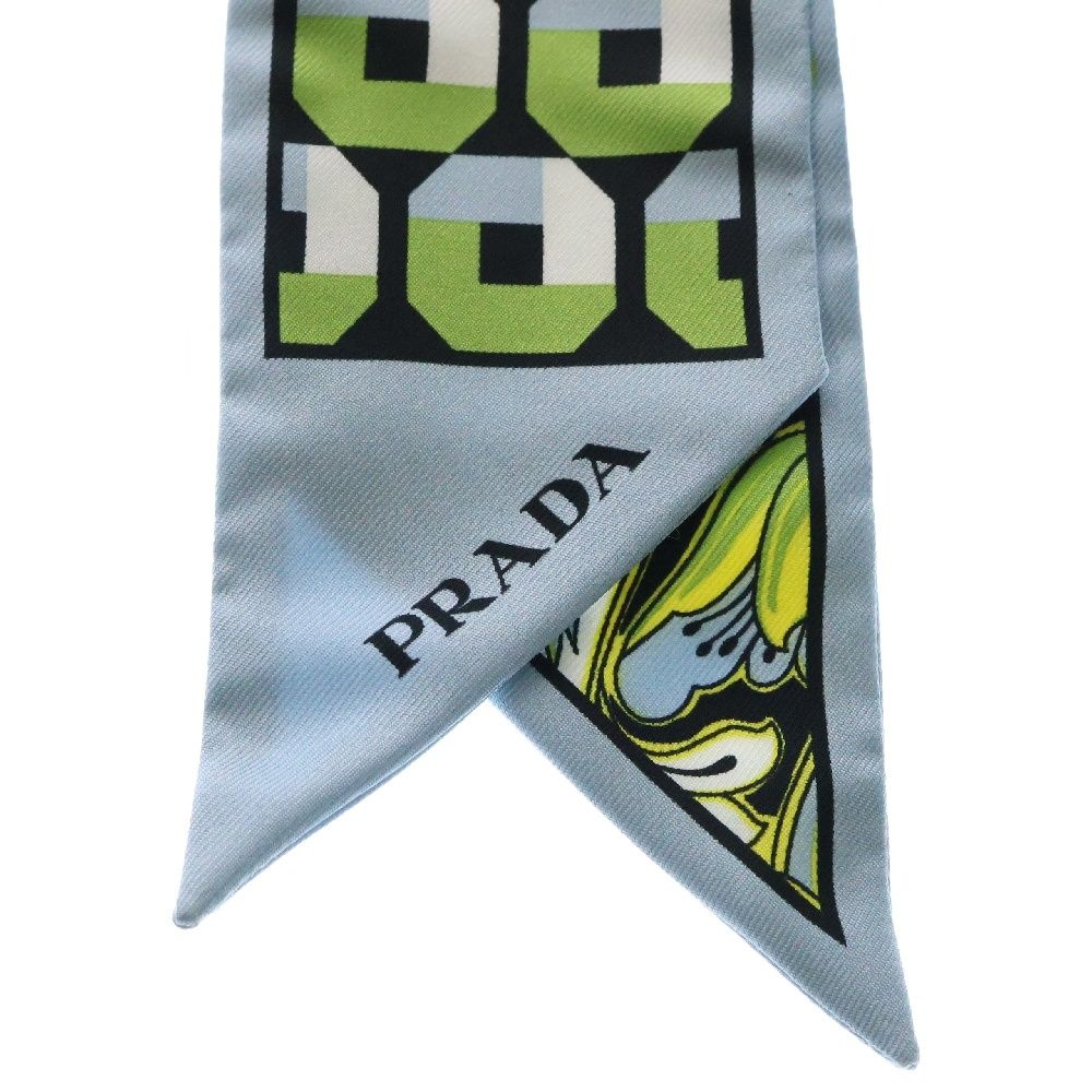 最新モデル Silk (プラダ) PRADA Scarf 総柄シルクスカーフ プリントツイル 小物