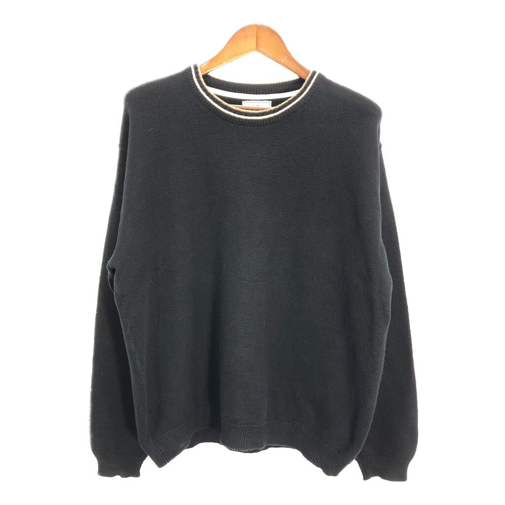 00年代 USA製 L.L.Bean エルエルビーン ローゲージ コットン ニット セーター アウトドア ブラック (メンズ L) 中古 古着 S7523