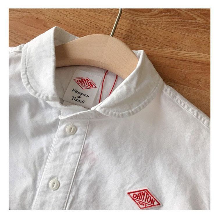 エ*公様 DANTON ダントンホワイト半袖シャツ スタンドカラー36 中古・古着通販】DANTON (ダントン) 半袖シャツ ホワイト サイズ
