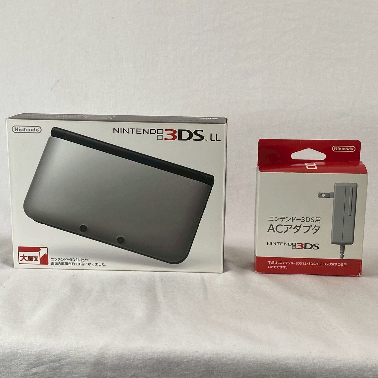 動作 済 NINTENDO 3DS LL 本体 シルバー ブラック き ACアダプター付属 ニンテンドー3DSLL WAP-002 JPN No.4026