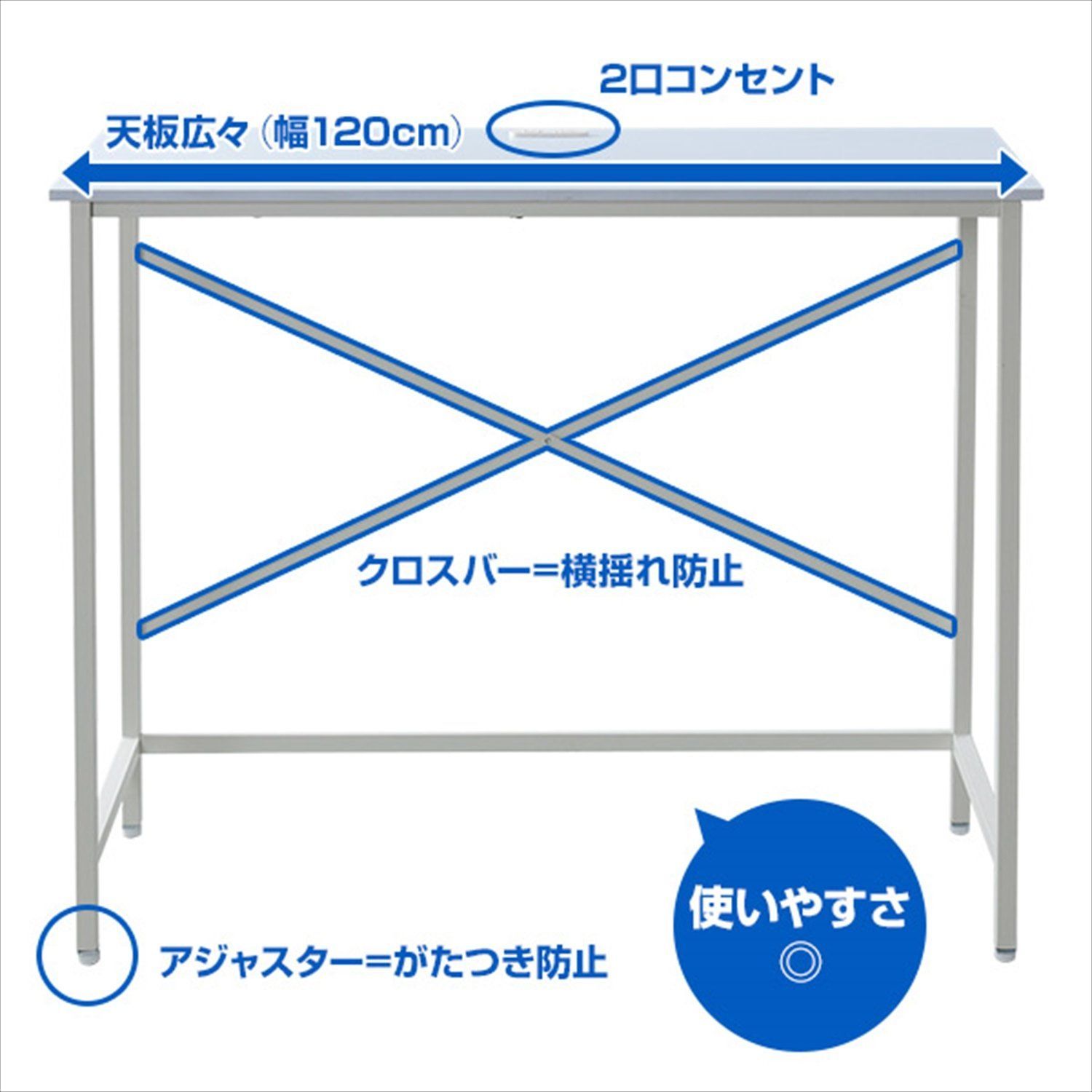 特価セール】耐荷重60kg (スタンディングデスク) 2口コンセント