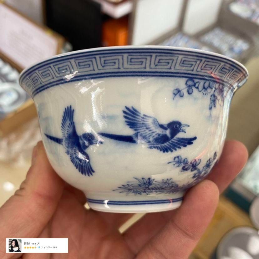 中国茶器 景徳鎮 陶磁器 青花喜上眉梢三才蓋碗 茶碗 煎茶器 新品