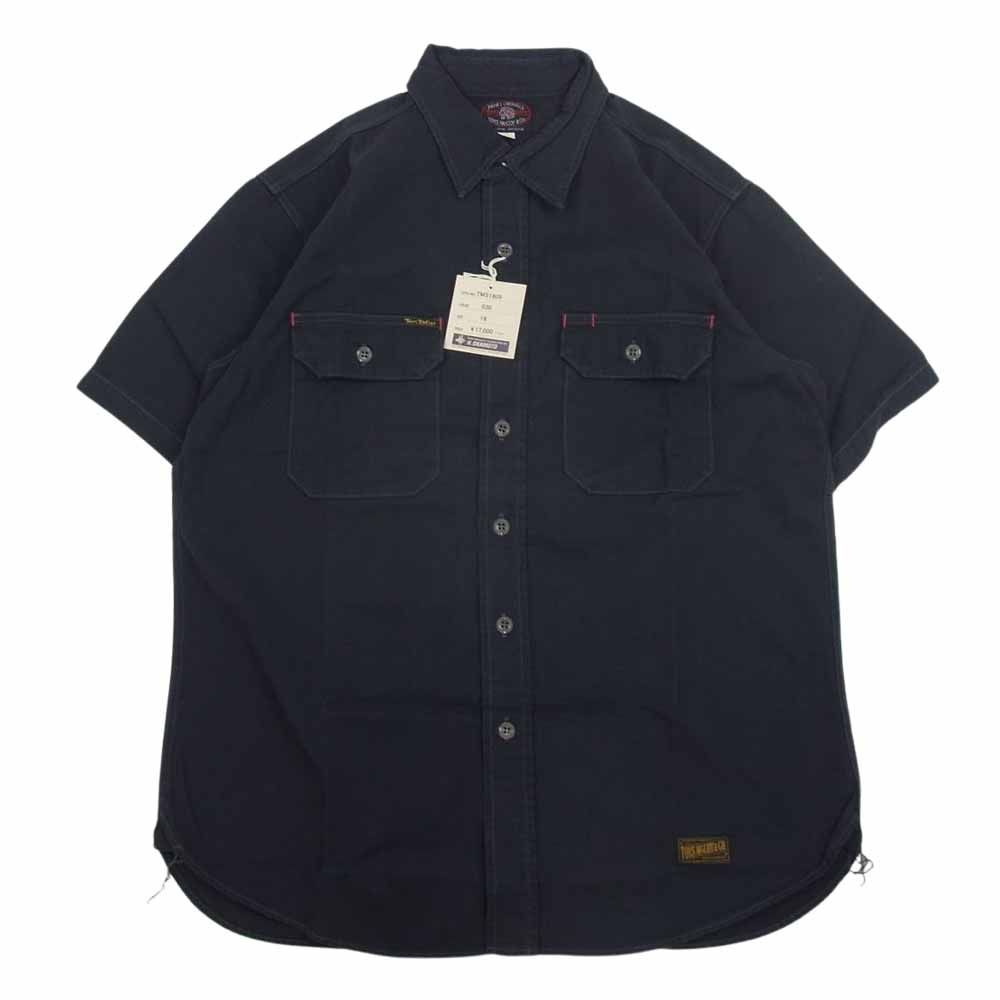 TOY'S McCOY トイズマッコイ TMS1805 HERRINGBONE WORK SHIRT ヘリンボーン ワーク 半袖 シャツ ネイビー系 16【中古】