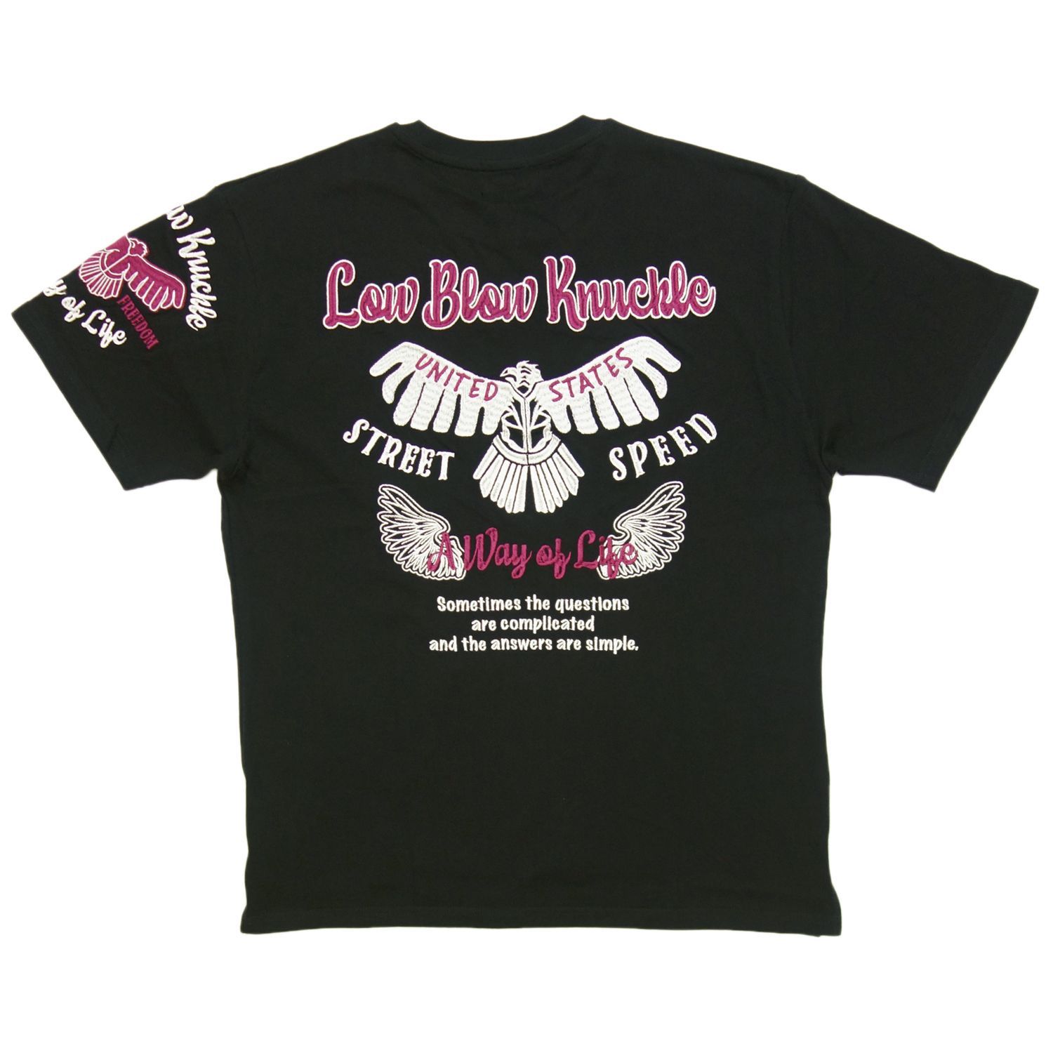 送料無料 ローブローナックル 黒 L サイズ 554363 半袖 Tシャツ ネイティブ イーグル バイカー ライダー アメカジ ロゴ 新品 メンズ ハーレー インナー オートバイ バイク 刺繍 MCF